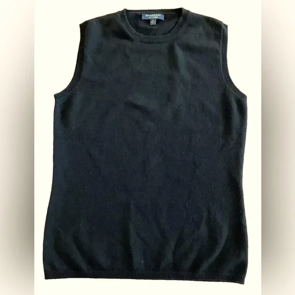 Burberry Womens Gorgeous Pure Cashmere Sweater Vest Black Size Small from Italy - Picture 1 of 5
